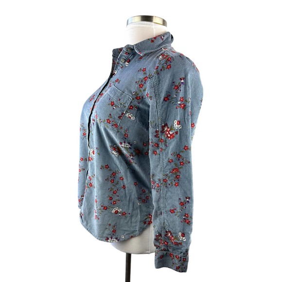 Anthropologie Building 18 Corduroy Floral Button Down Shirt Women's Size 6 Top - Picture 4 of 10